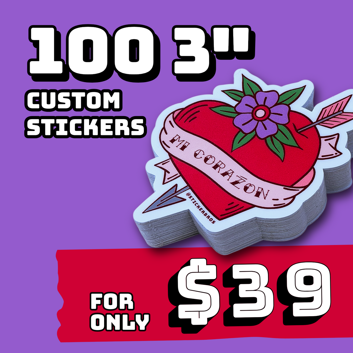 100 3" Custom Vinyl Stickers