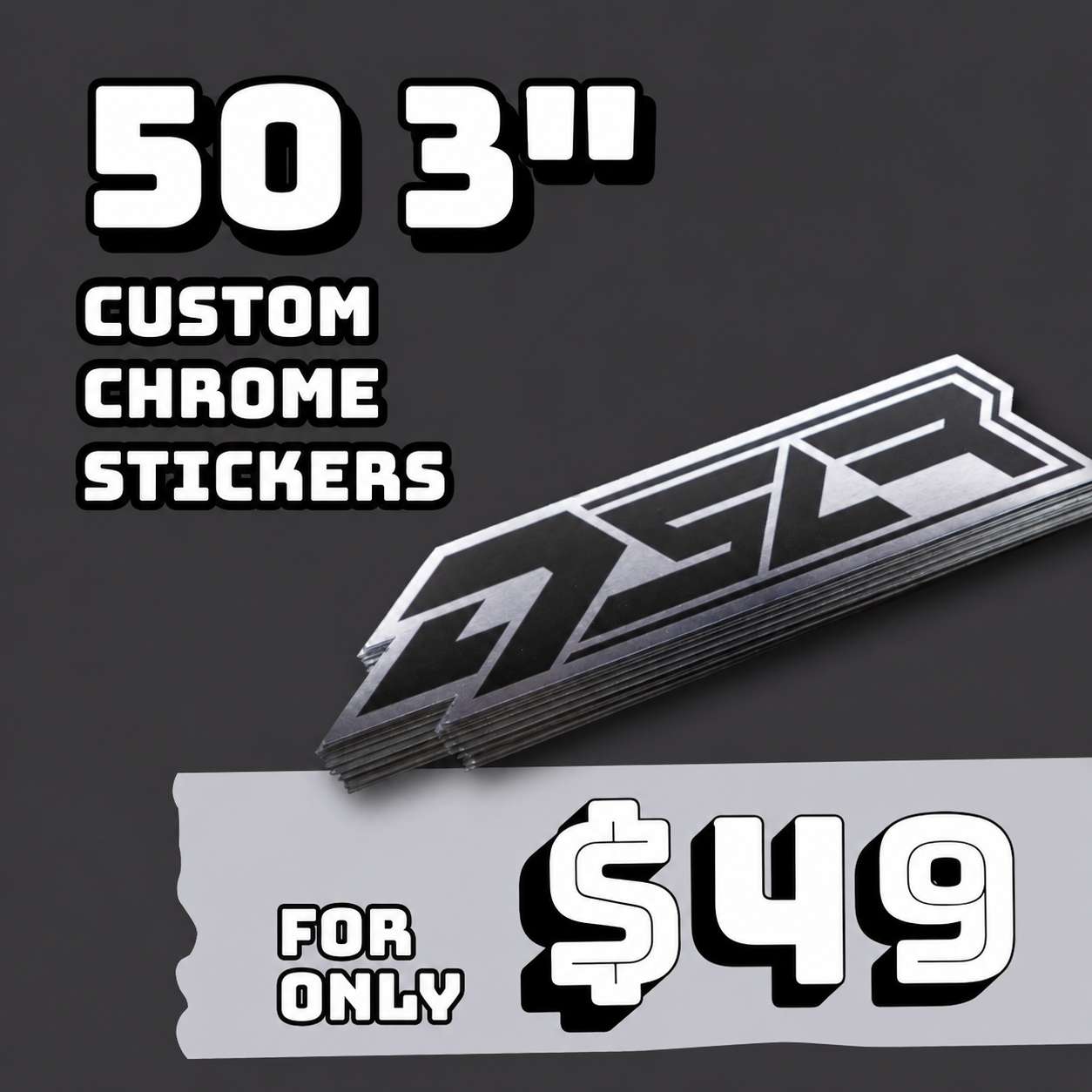 50 3" Custom Chrome Stickers