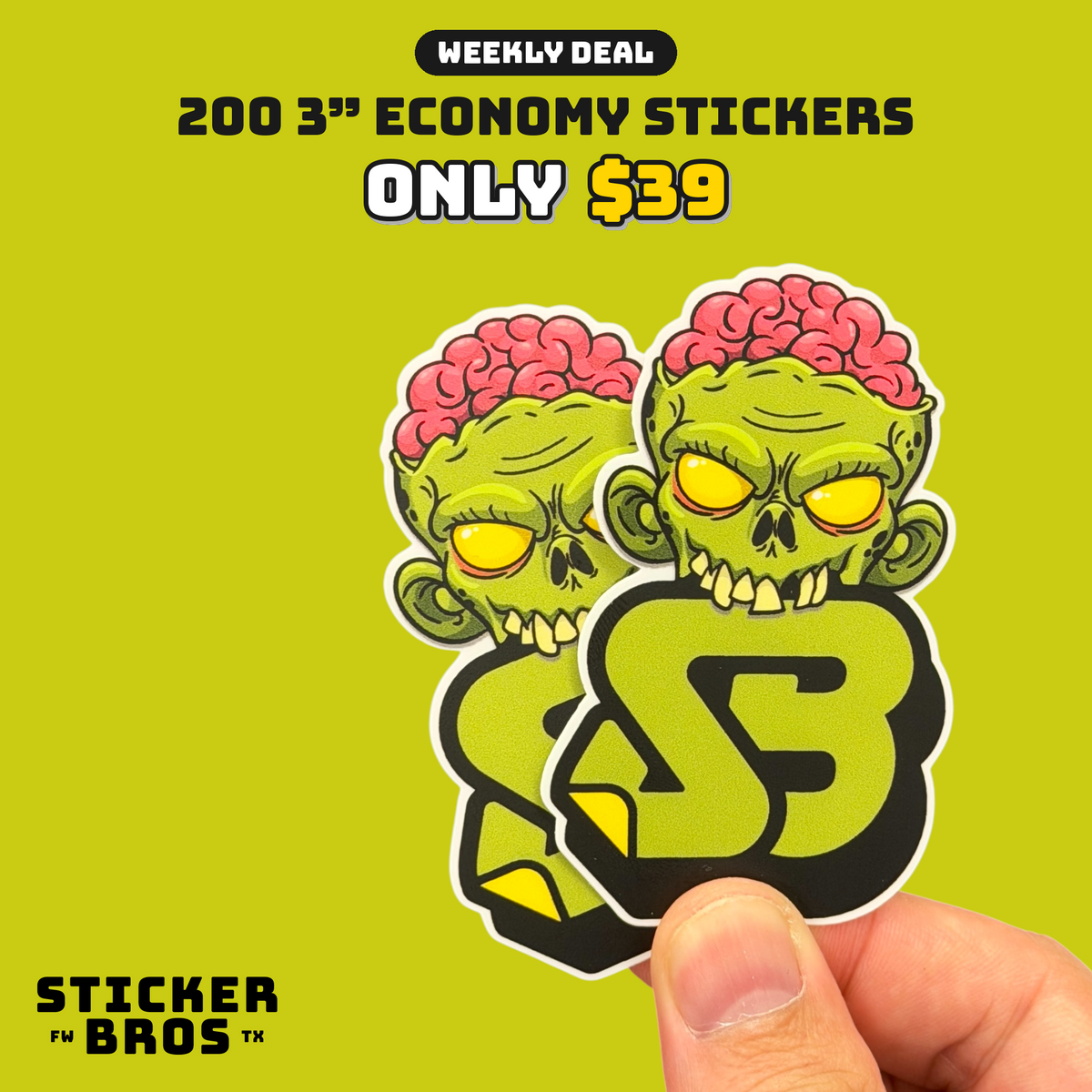 200 3" Economy Stickers