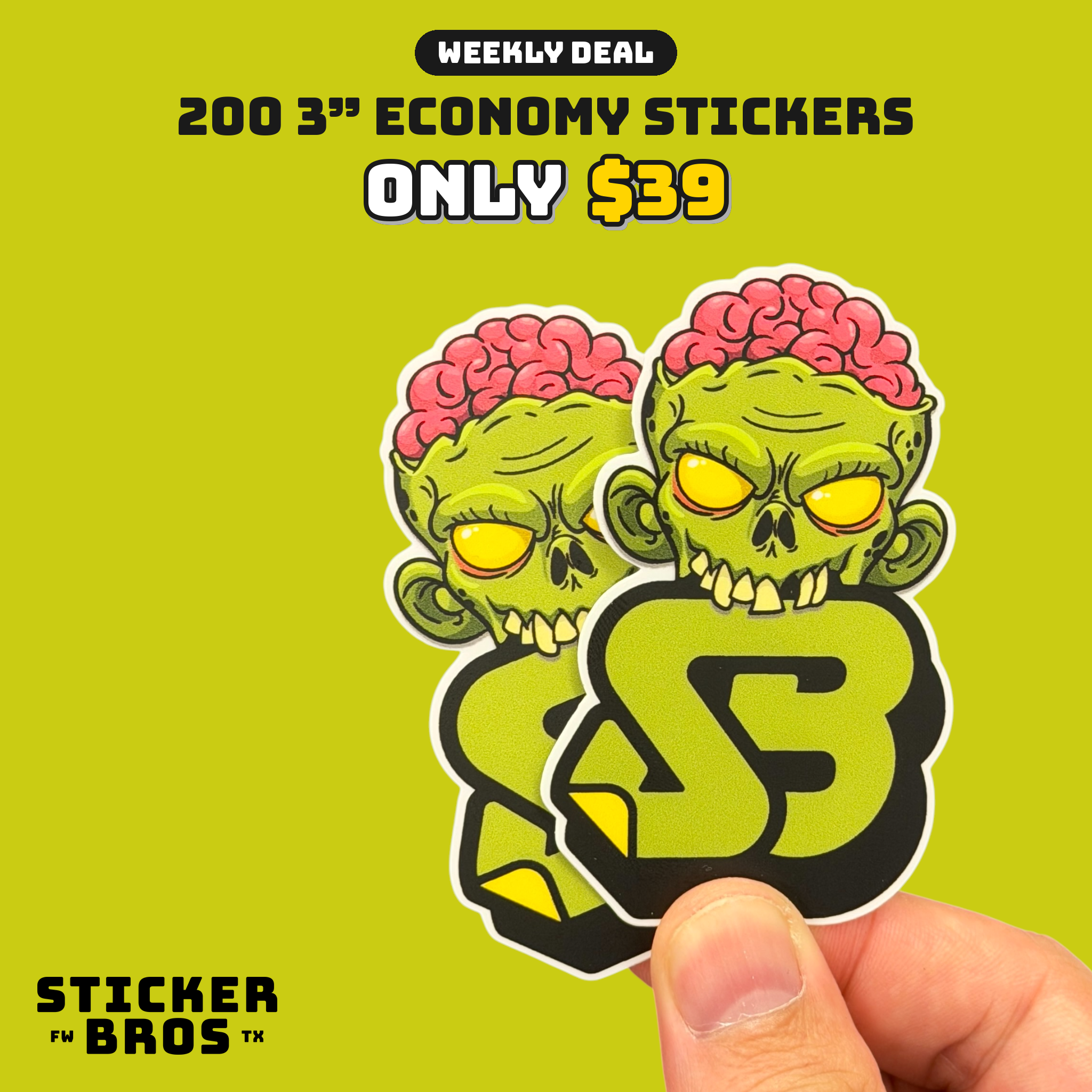 200 3" Economy Stickers