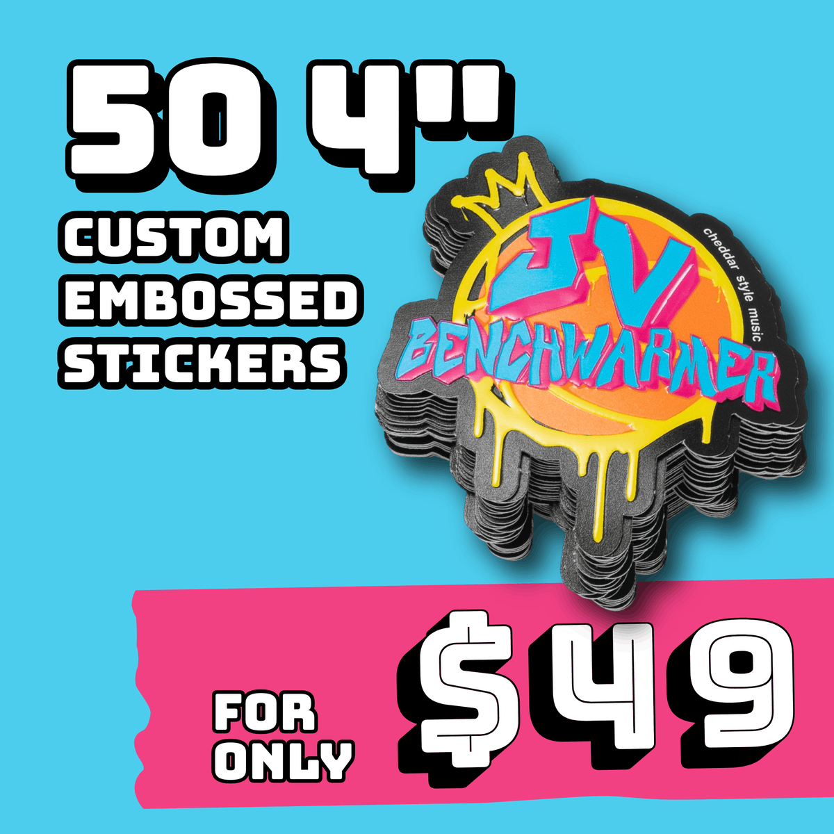 50 4" Embossed Stickers