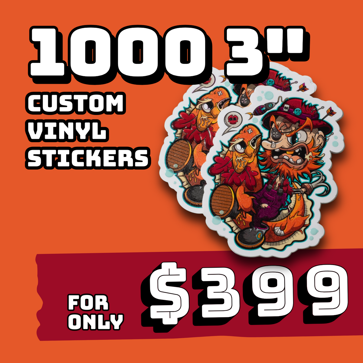 1000 3" Custom Vinyl Stickers