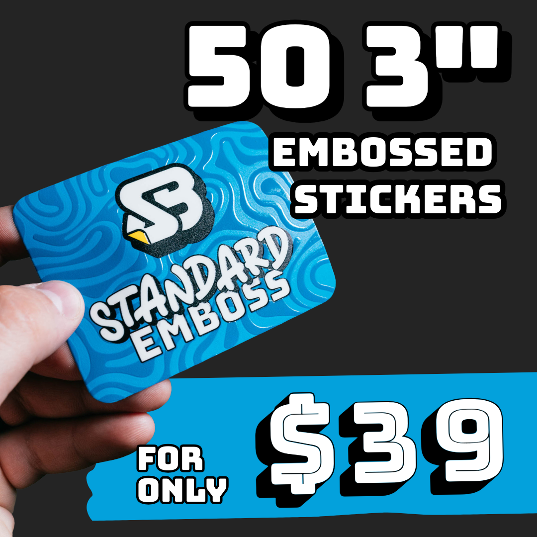 50 3" Embossed Stickers