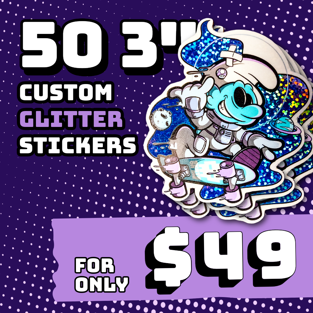 50 3" Custom Glitter Stickers for $49