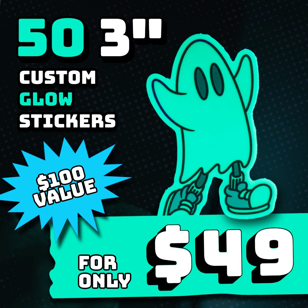 50 3" Custom Glow Stickers