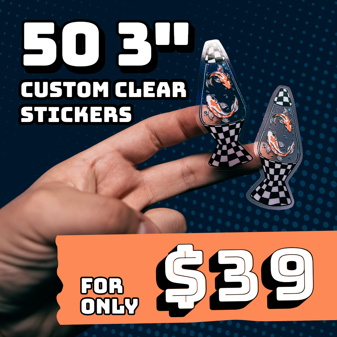 50 3" Custom Clear Stickers for $39